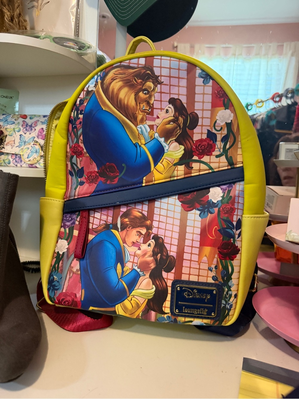 Loungefly Yellow Belle & Beast Mini Backpack with Floral Artwork